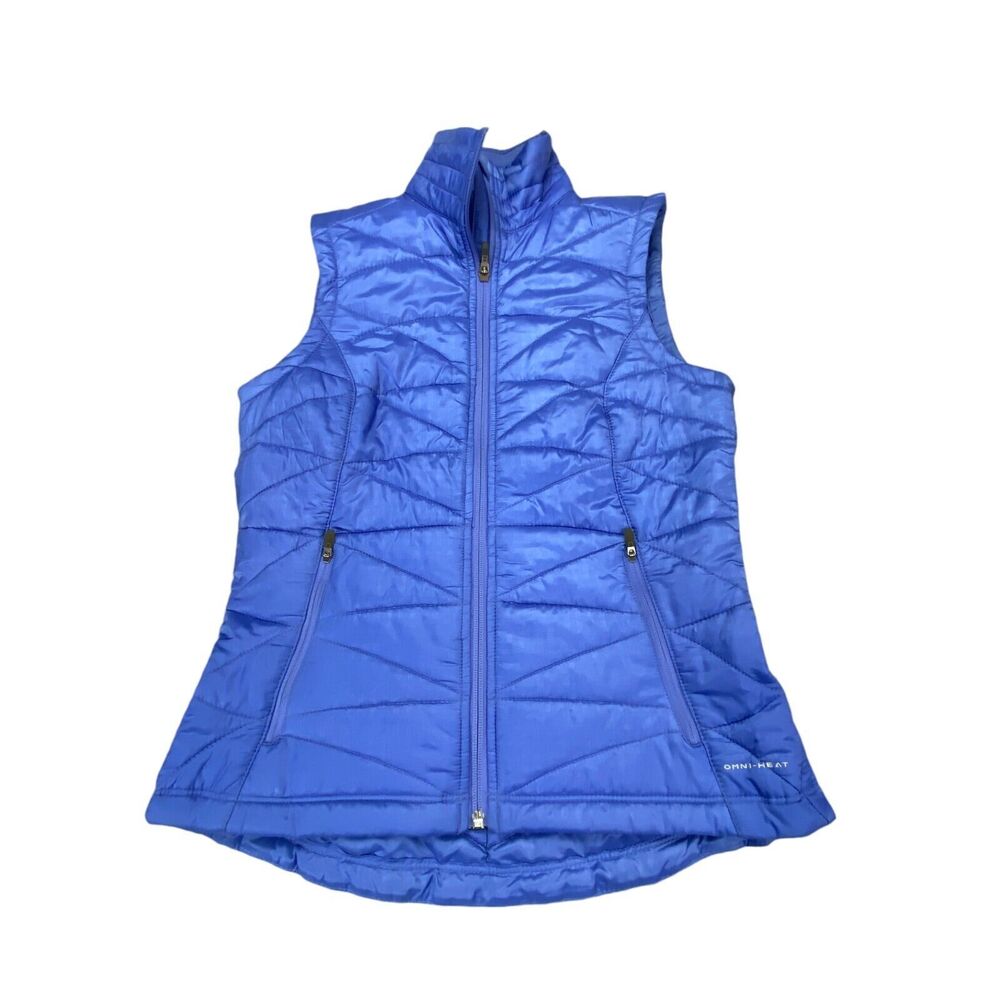 Columbia Omni Heat Thermal Comfort‎ Puffer Vest Womens XS Blue Full Zip